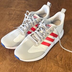 Adidas Light Gray and Red Athletic Shoes